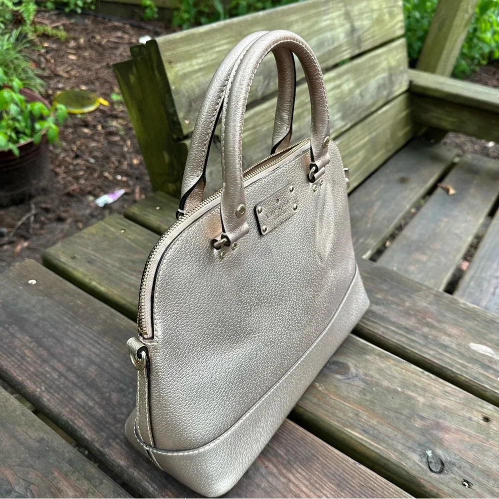 Kate‎ Spade Wellesley Rachelle Satchel Rose Gold Pebbled Leather Purse Handbag